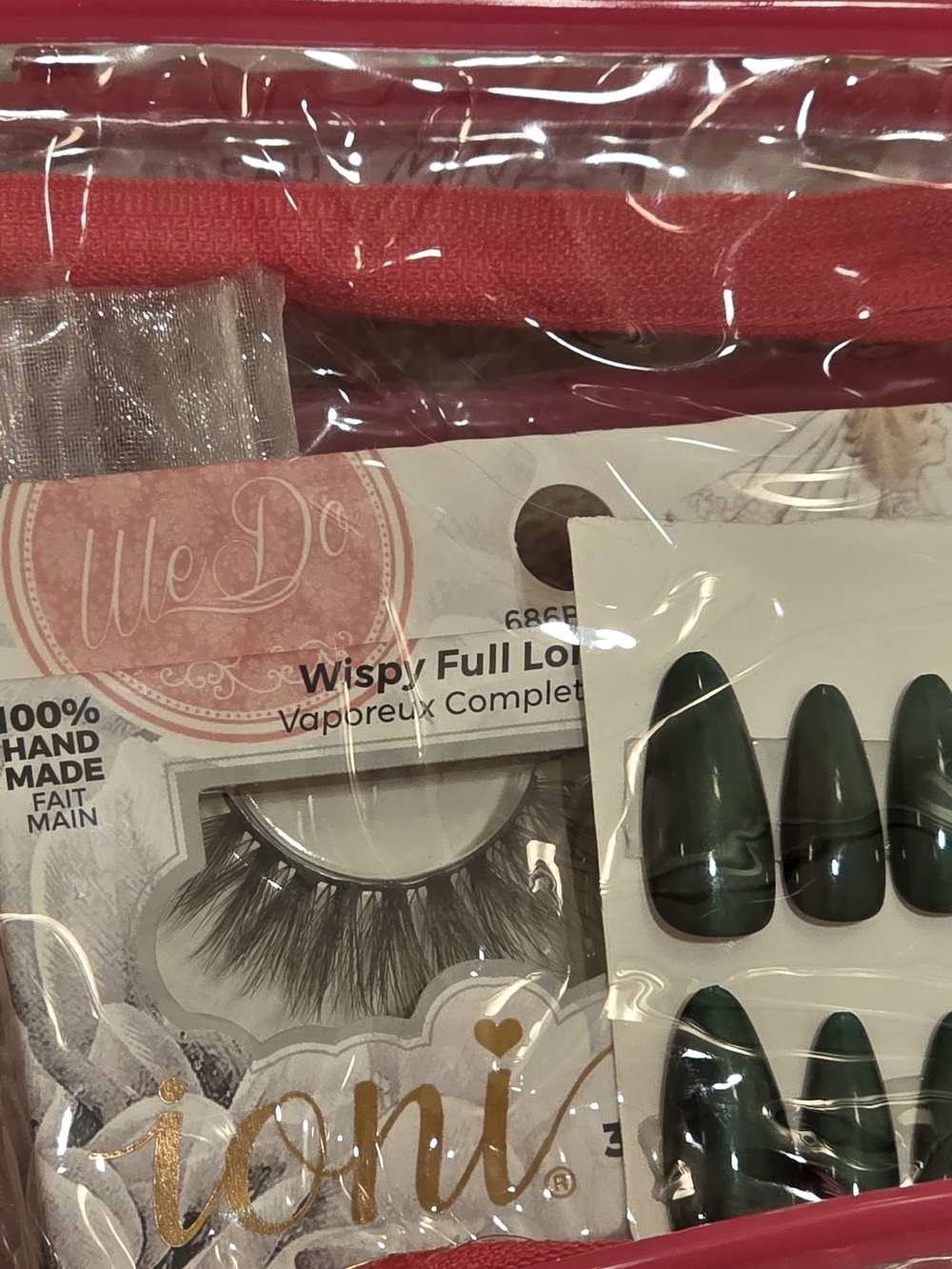 Glow To Go Kit - Wispy Full Lashes & Green Cateyed Nails